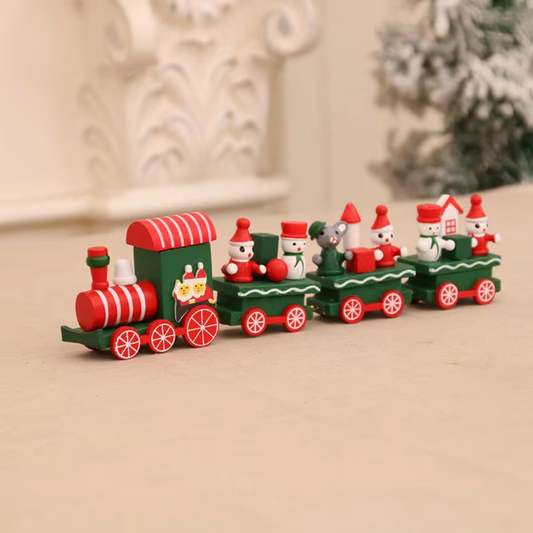 Mini Wooden Christmas Train Ornament Set