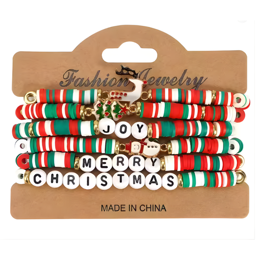 Christmas Giftable 6/12-Piece Bracelet Set – Candy-Style Ceramic Letter Bracelets for Women