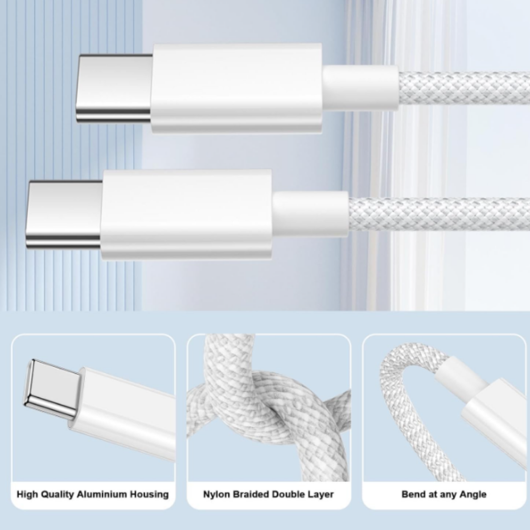 USB-C to USB-C Charger Cable 3M – 60W / 100W Fast Charging (For iPhone 15/16/17, iPad, Samsung, Android, USB-C Devices) Smartphone
