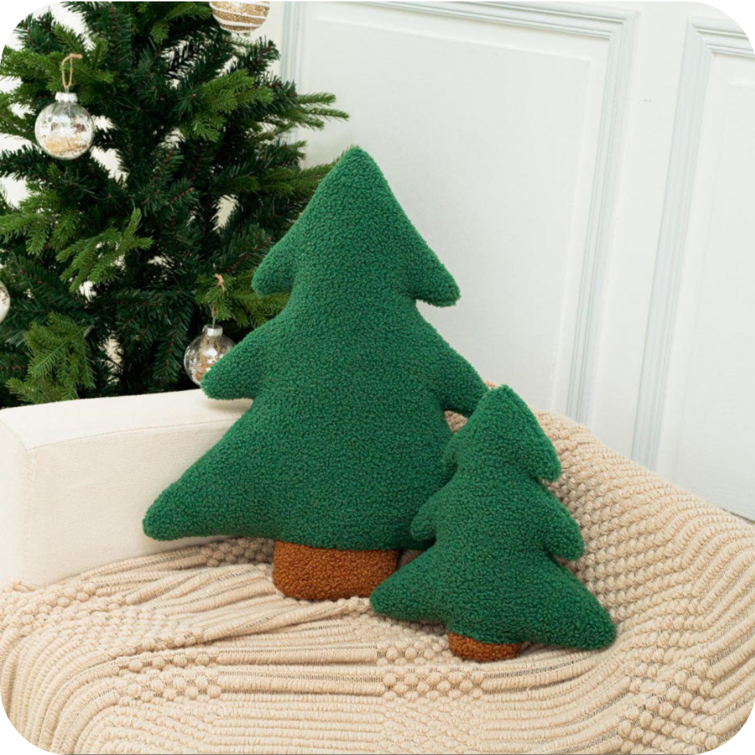 Christmas Tree Shaped Throw Pillow - Woven Cushion Decor