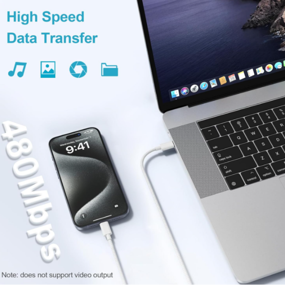 USB-C to USB-C Charger Cable 3M – 60W / 100W Fast Charging (For iPhone 15/16/17, iPad, Samsung, Android, USB-C Devices) Smartphone