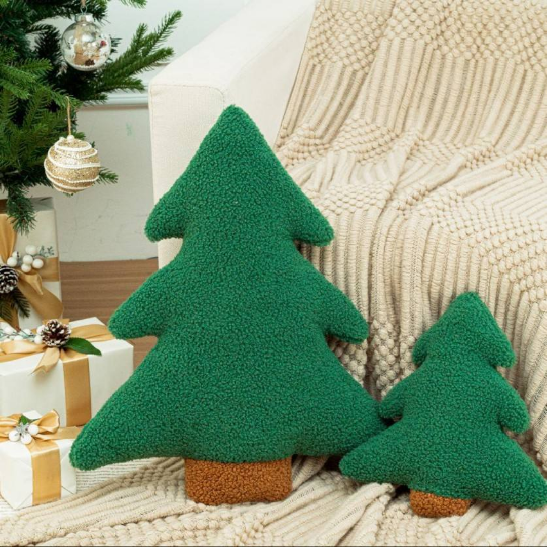Christmas Tree Shaped Throw Pillow - Woven Cushion Decor