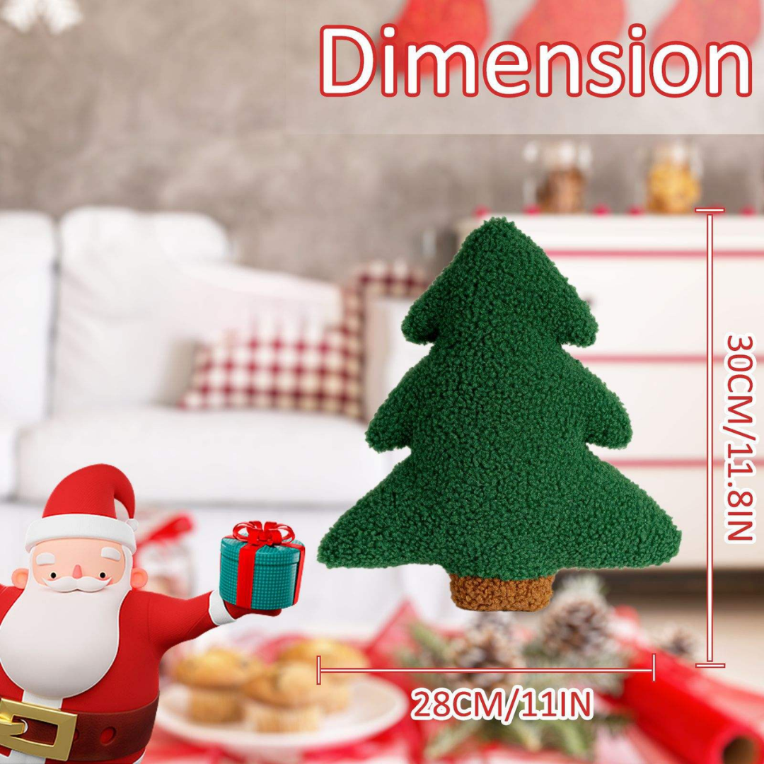 Christmas Tree Shaped Throw Pillow - Woven Cushion Decor