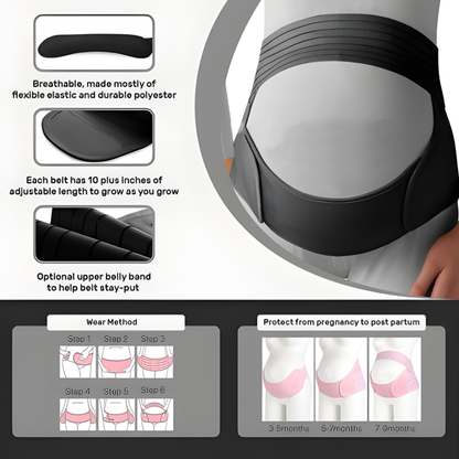 Maternity Belly Belt - Abdomen, Waist & Lumbar Support Band
