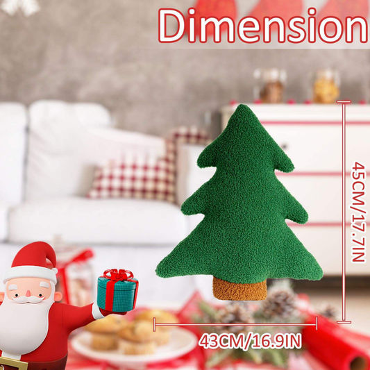 Christmas Tree Shaped Throw Pillow - Woven Cushion Decor