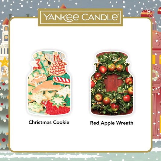 Set of 2 Scented Christmas Candle "Christmas Cookie" & "Red Apple Wreath" Gift Set -411g x 2