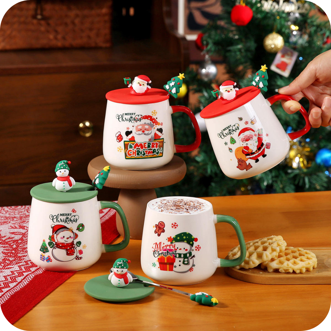 Christmas Coffee Mug Gift Set with Smart Cup Warmer Heating Plate