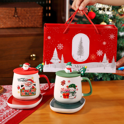 Christmas Coffee Mug Gift Set with Smart Cup Warmer Heating Plate