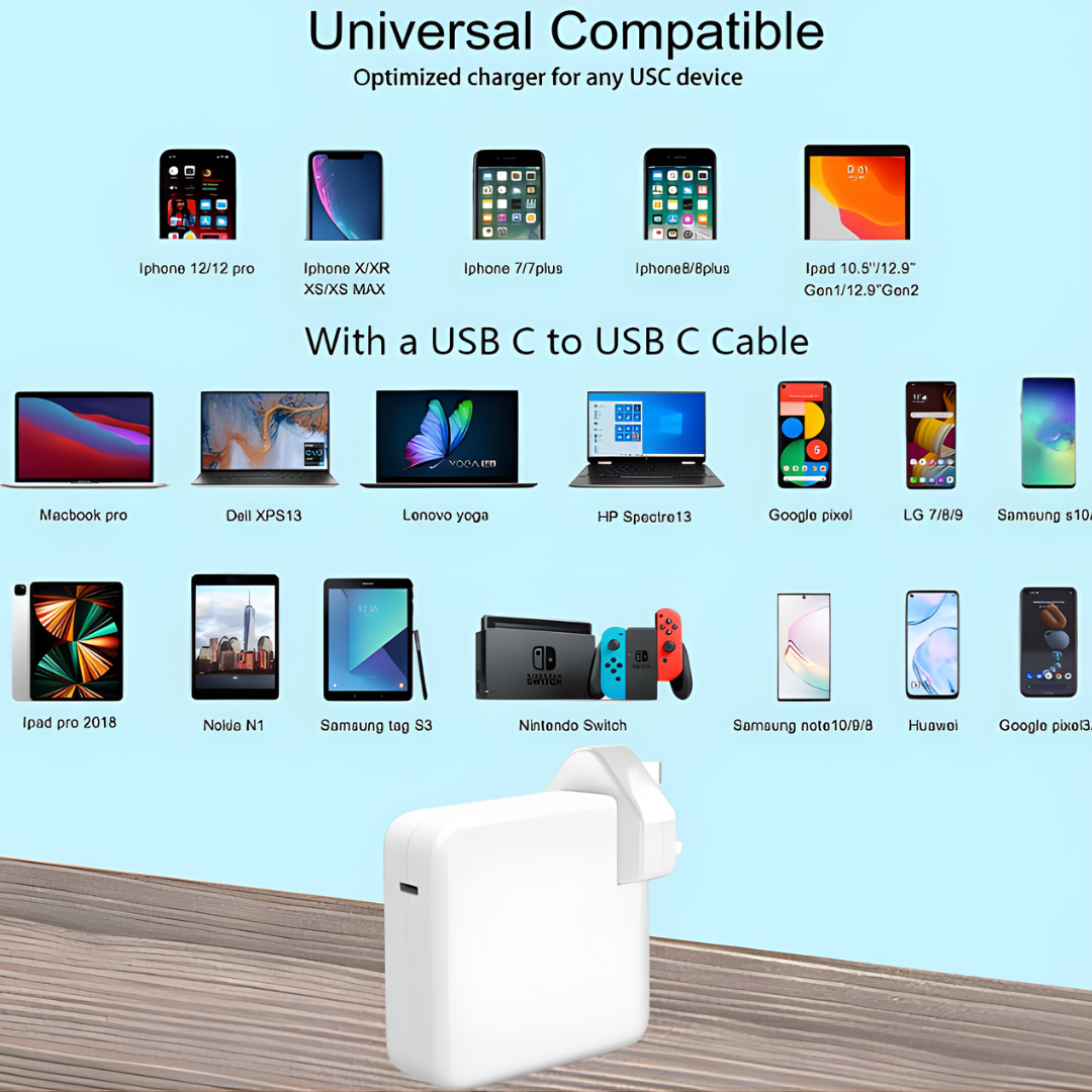 140W USB-C Super Fast Charger for MacBook Pro / Air + 7.2ft USB-C Cable