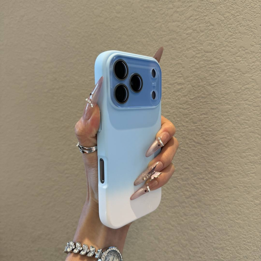 Advanced Gradient Full Coverage Lens Film Silicone Phone Case for iPhone 12 13 14 15 16 17 Pro Max 17Air Anti-fall Mobile Covers