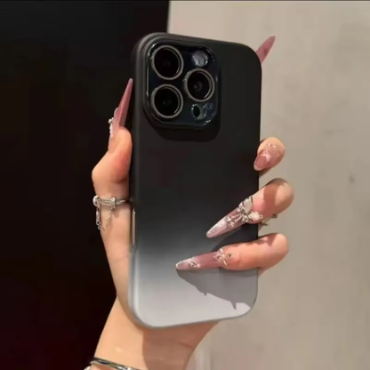 Advanced Gradient Full Coverage Lens Film Silicone Phone Case for iPhone 12 13 14 15 16 17 Pro Max 17Air Anti-fall Mobile Covers