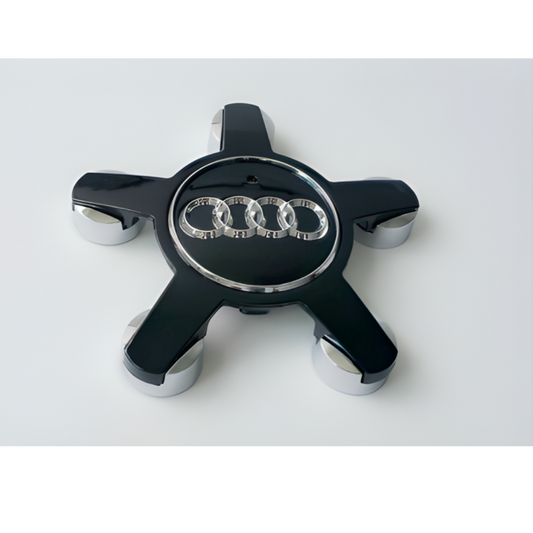 4x Audi "5 Star Spyder" Wheel Centre Caps (135mm) - Black