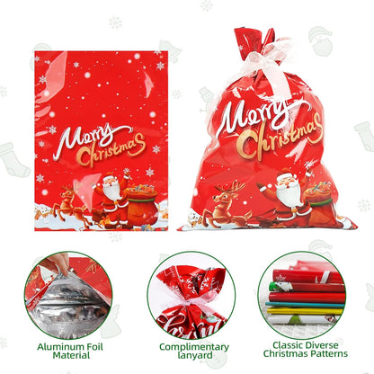 Christmas Wrapping Gift Bags Large, 20 Pcs Christmas Classic Bags with 20Pcs Tags, Large Medium Small Gift Bags