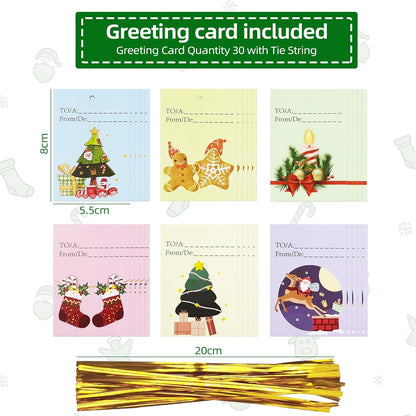 Christmas Wrapping Gift Bags Large, 20 Pcs Christmas Classic Bags with 20Pcs Tags, Large Medium Small Gift Bags