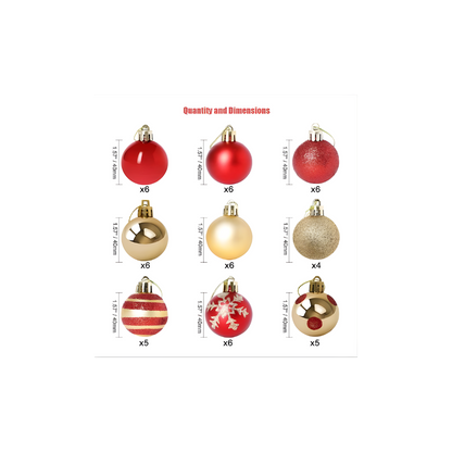 50-Piece Mixed Finish Christmas Ball Ornament Set (4cm)