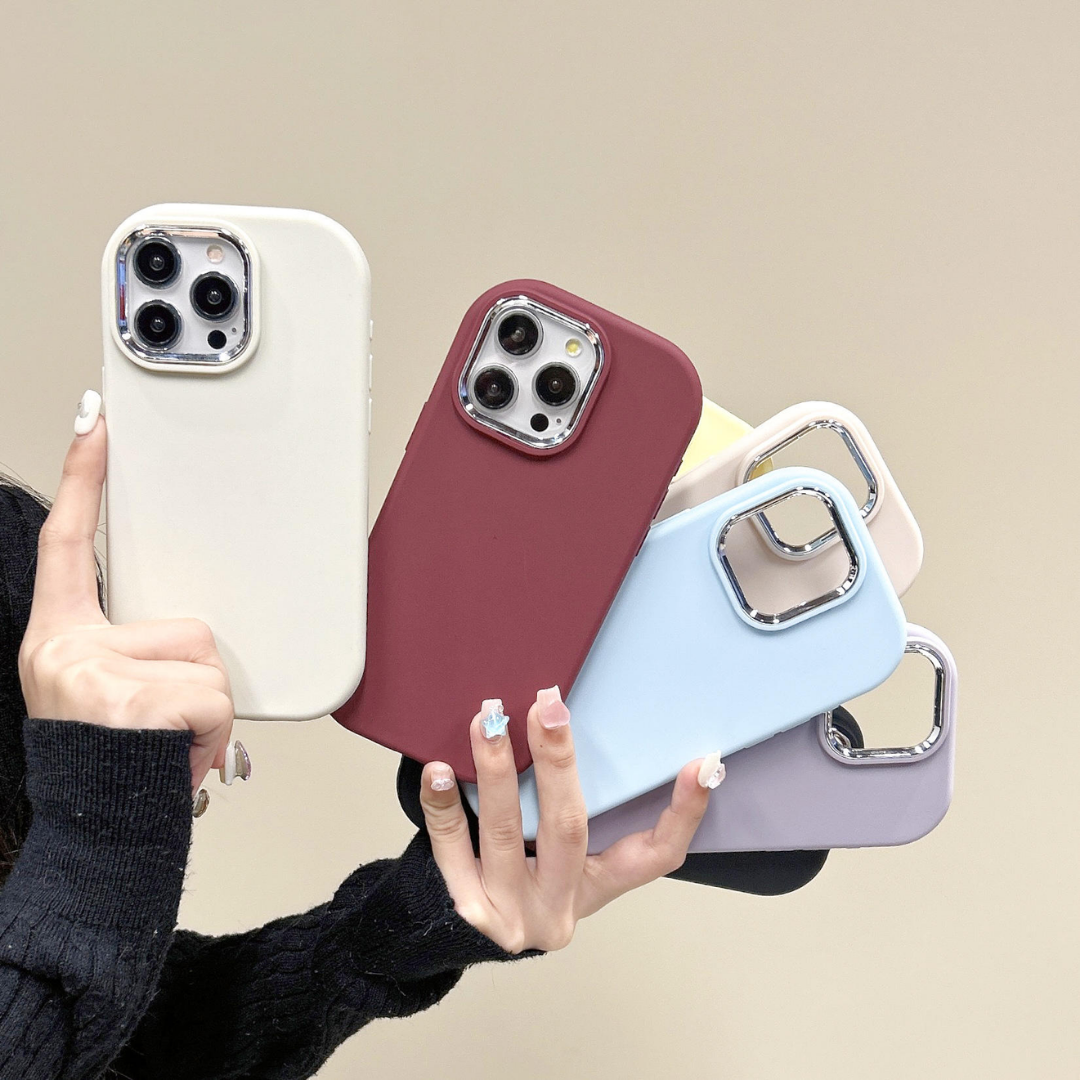 Colorful Silicone Case with Electroplated Camera Bezel for iPhone 16 / 15 / 14 / 13 / 12 / 11 / XR / XS / 8 / 7