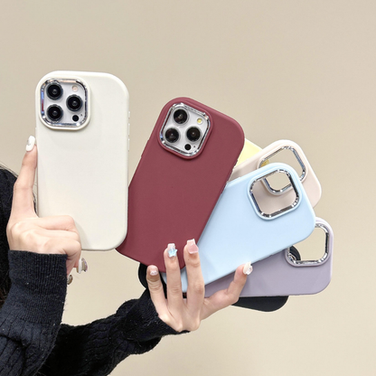 Colorful Silicone Case with Electroplated Camera Bezel for iPhone 16 / 15 / 14 / 13 / 12 / 11 / XR / XS / 8 / 7