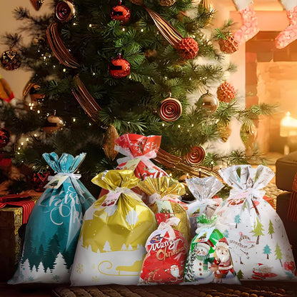 Christmas Wrapping Gift Bags Large, 20 Pcs Christmas Classic Bags with 20Pcs Tags, Large Medium Small Gift Bags
