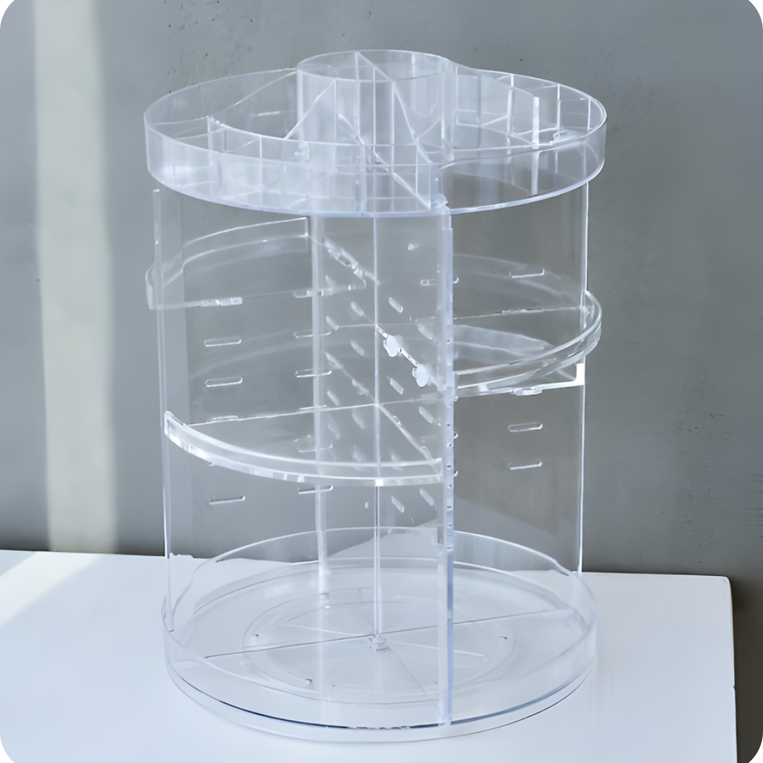 360-Degree Rotating Makeup Organizer - Clear Acrylic Cosmetic Storage