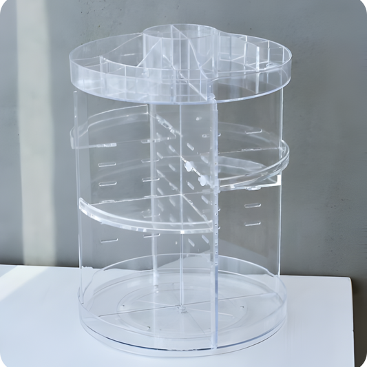 360-Degree Rotating Makeup Organizer - Clear Acrylic Cosmetic Storage