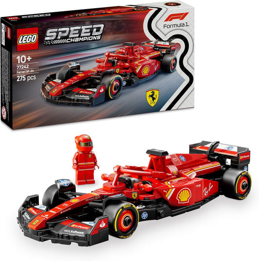 LEGO Speed Champions Ferrari SF-24 F1 Race Car Toy - Model Kit w/a Formula 1 Driver Minifigure - Gift for 10+ Year Old Boys, Girls & Adult Motorsport Fans - Christmas Treat - 77242