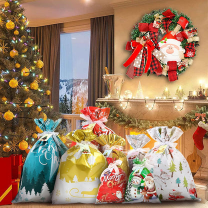 Christmas Wrapping Gift Bags Large, 20 Pcs Christmas Classic Bags with 20Pcs Tags, Large Medium Small Gift Bags