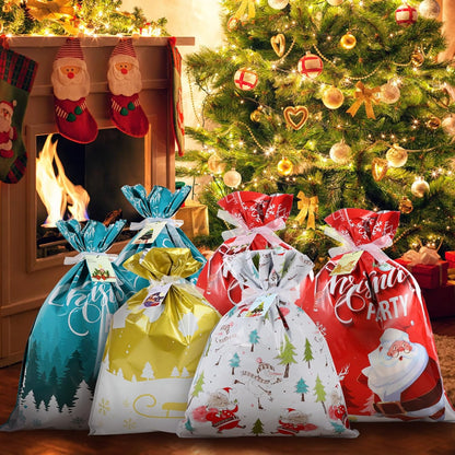 Christmas Wrapping Gift Bags Large, 20 Pcs Christmas Classic Bags with 20Pcs Tags, Large Medium Small Gift Bags