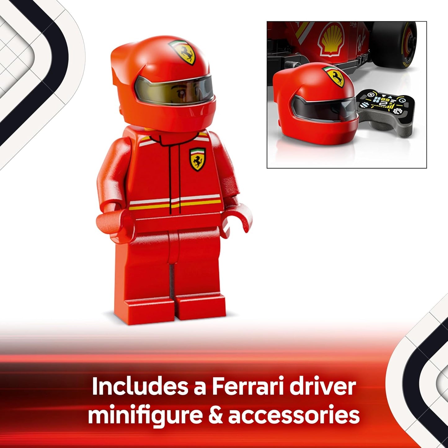 LEGO Speed Champions Ferrari SF-24 F1 Race Car Toy - Model Kit w/a Formula 1 Driver Minifigure - Gift for 10+ Year Old Boys, Girls & Adult Motorsport Fans - Christmas Treat - 77242