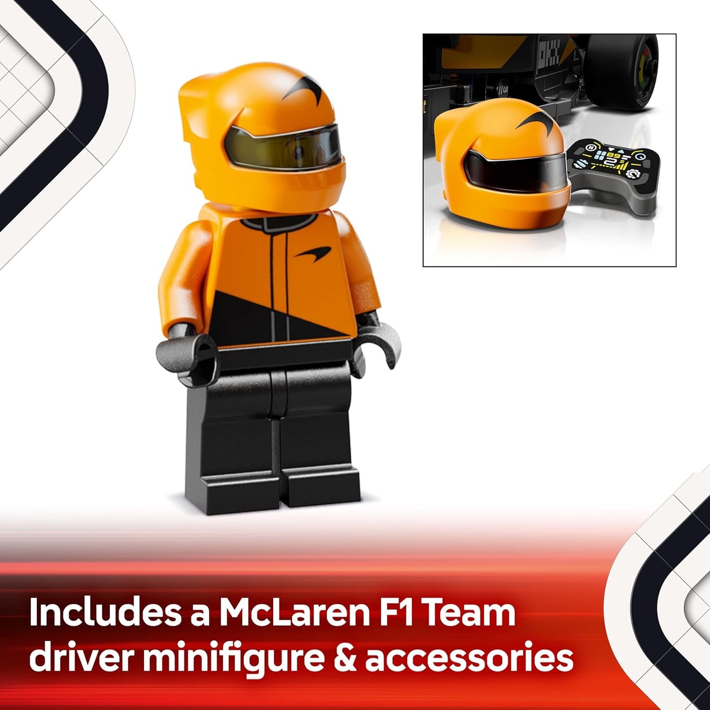 LEGO Speed Champions McLaren F1 Team MCL38 Race Car Toy - Model Kit w/a Collectible Formula 1 Driver Minifigure - Gift for 10+ Year Old Boys, Girls and Adult Motorsport Fans - 77251