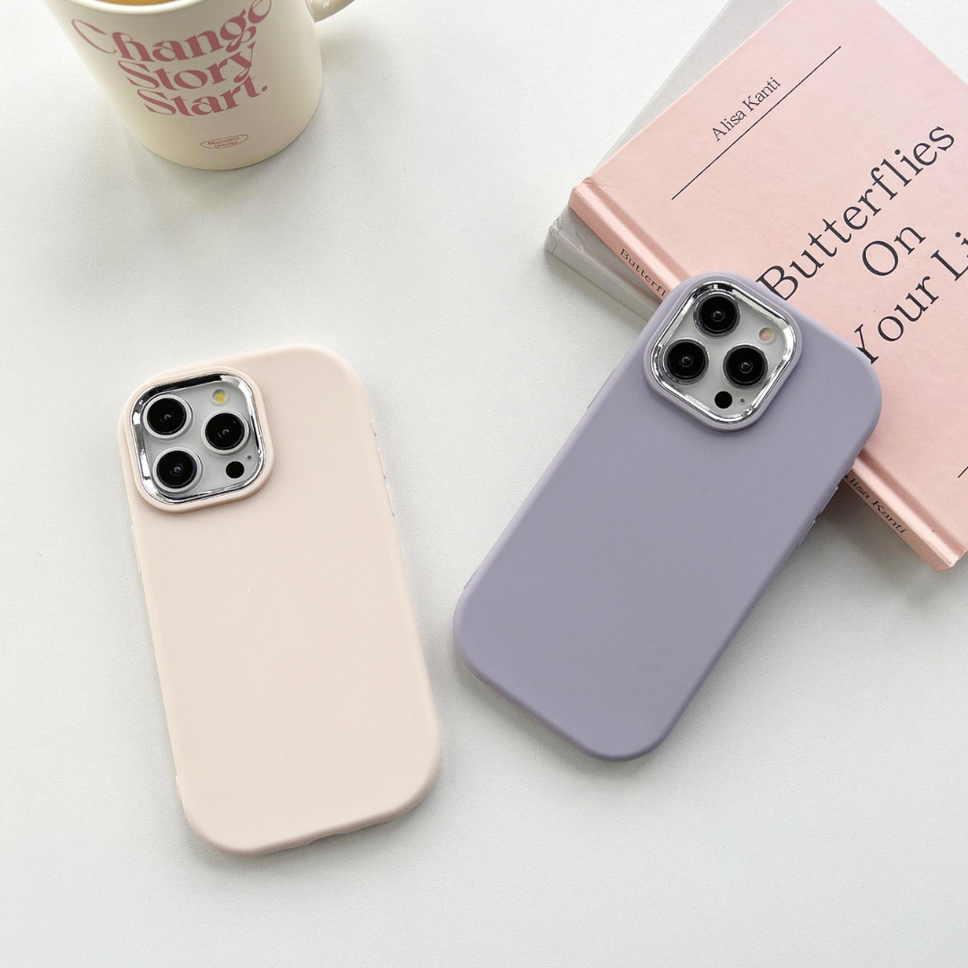 Colorful Silicone Case with Electroplated Camera Bezel for iPhone 16 / 15 / 14 / 13 / 12 / 11 / XR / XS / 8 / 7