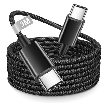 USB-C to USB-C Charger Cable 3M – 60W / 100W Fast Charging (For iPhone 15/16/17, iPad, Samsung, Android, USB-C Devices) Smartphone