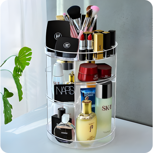 360-Degree Rotating Makeup Organizer - Clear Acrylic Cosmetic Storage