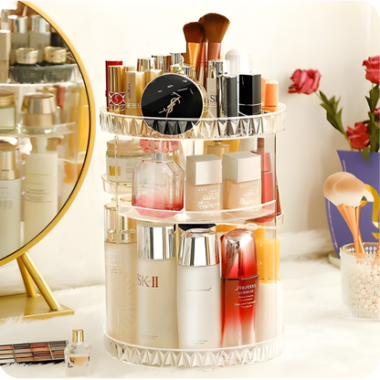 360-Degree Rotating Makeup Organizer - Clear Acrylic Cosmetic Storage