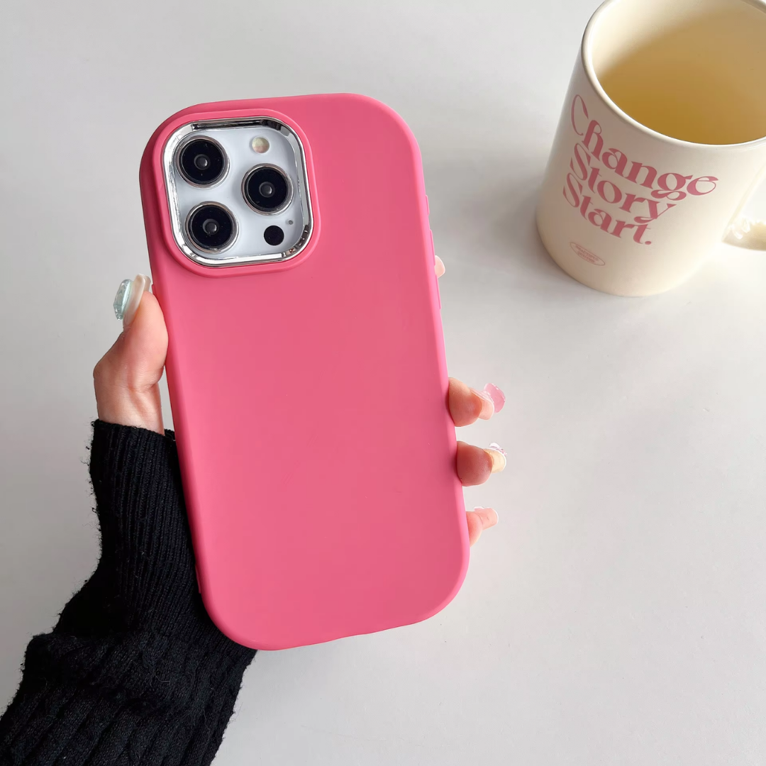 Colorful Silicone Case with Electroplated Camera Bezel for iPhone 16 / 15 / 14 / 13 / 12 / 11 / XR / XS / 8 / 7