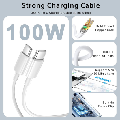 100W USB-C Laptop Charger – Fast, Safe & Compatible with MacBook Pro/Air & iPad Pro