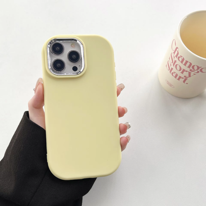 Colorful Silicone Case with Electroplated Camera Bezel for iPhone 16 / 15 / 14 / 13 / 12 / 11 / XR / XS / 8 / 7