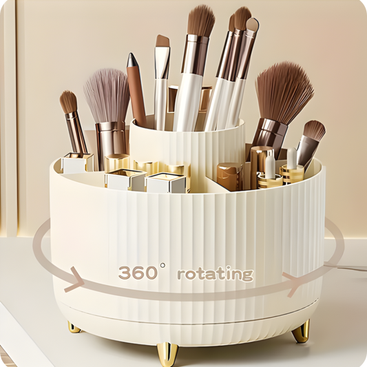 360-Degree Rotating Makeup Organizer - Multi-Compartment Holder