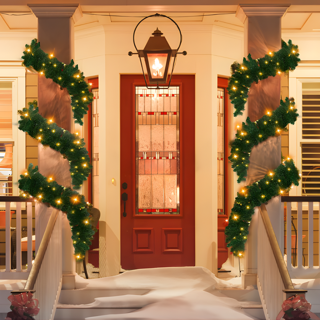3M/9.8FT Pre-Lit Christmas Garland with 50 Warm LED Lights