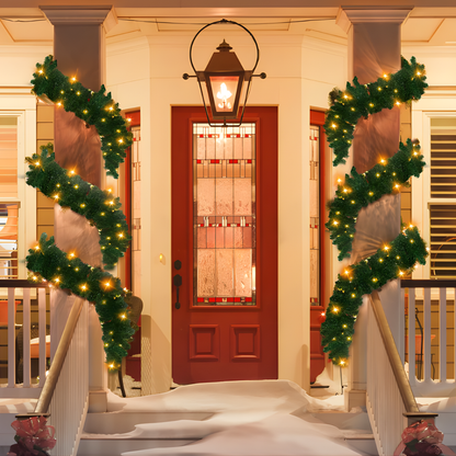 3M/9.8FT Pre-Lit Christmas Garland with 50 Warm LED Lights