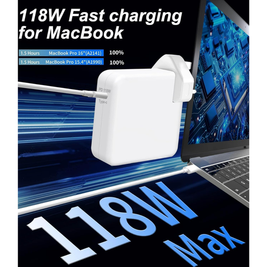 118W USB-C Super Fast Charger – Compatible with MacBook Pro, MacBook Air, iPad Pro & All USB-C Devices