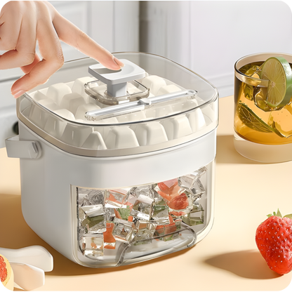 Large Capacity Ice Cube Maker Bin with Press-Release Lid