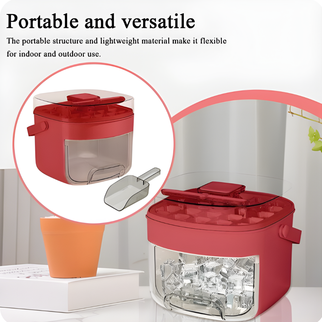 Large Capacity Ice Cube Maker Bin with Press-Release Lid