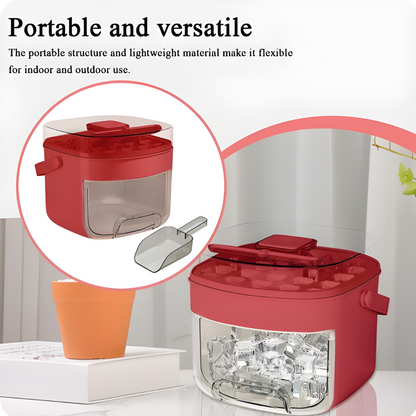 Large Capacity Ice Cube Maker Bin with Press-Release Lid