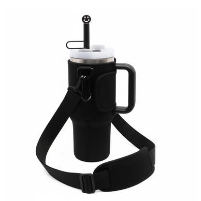 Water Bottle Carrier Bag + Straw cover Compatible with Stanley 30/40oz Tumbler with Handle & Adjustable Shoulder Strap