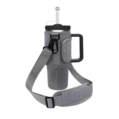 Water Bottle Carrier Bag + Straw cover Compatible with Stanley 30/40oz Tumbler with Handle & Adjustable Shoulder Strap