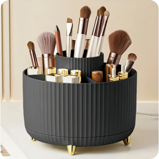 360-Degree Rotating Makeup Organizer - Multi-Compartment Holder