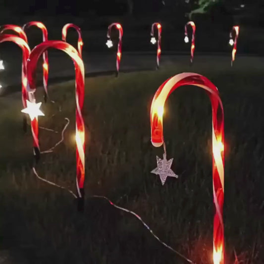 Solar Christmas Garden Lights 5/8 Set Outdoor Waterproof Candy Cane Warm White ABS Energy Saving Durable Festive Decoration Lamp- Christmas 2025