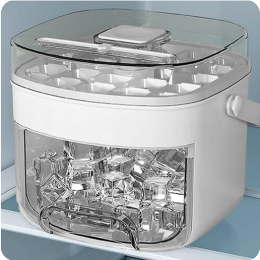 Large Capacity Ice Cube Maker Bin with Press-Release Lid